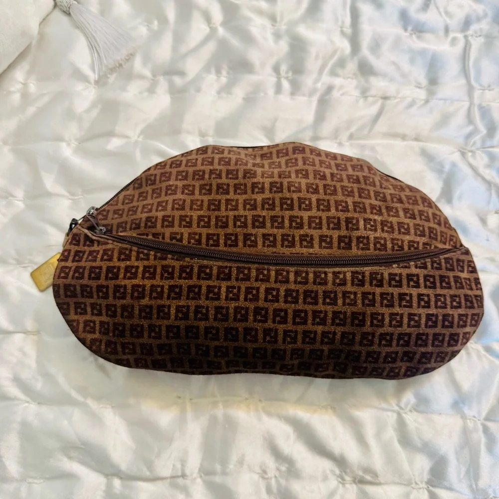 Fendi Brown Velvet Monogram Clutch - Picture 13 of 16